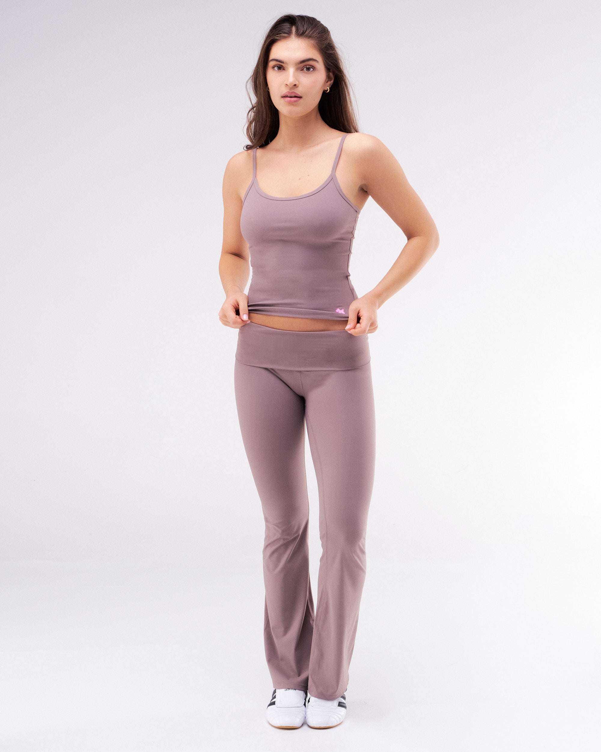 Ollie - Fitted Wide-Leg Pants with Fold-over Waistband