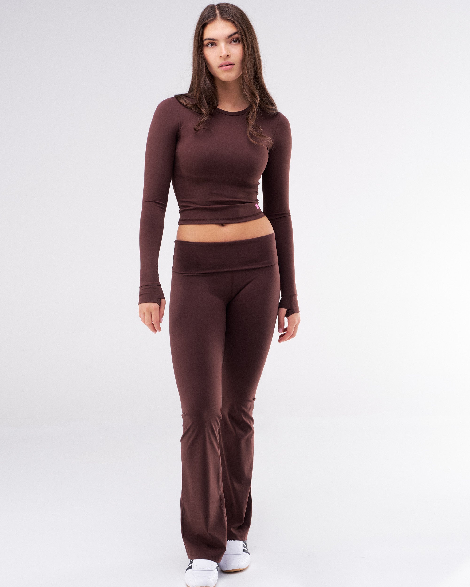 Ollie - Fitted Wide-Leg Pants with Fold-over Waistband