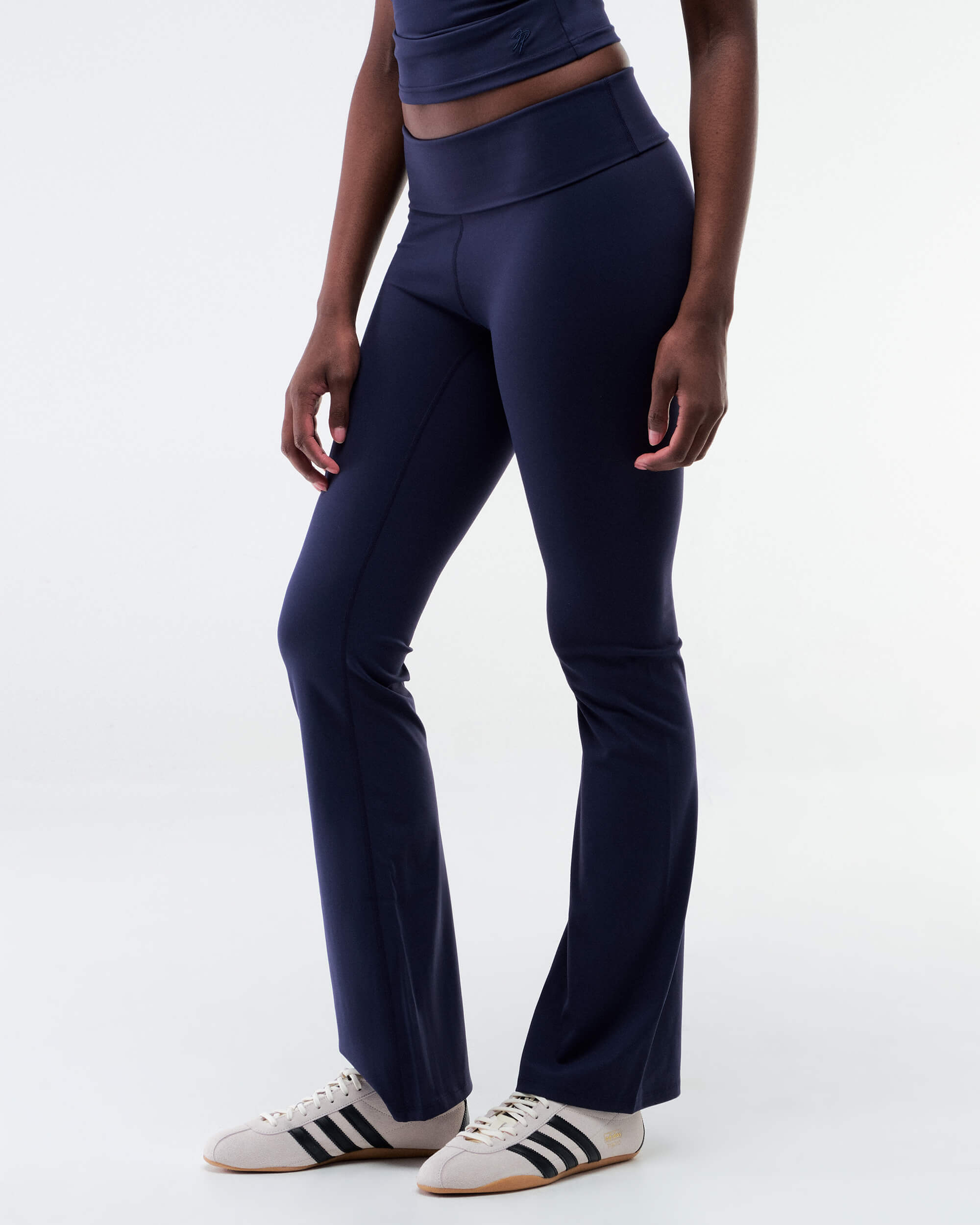 Ollie - Fitted Wide-Leg Pants with Fold-over Waistband