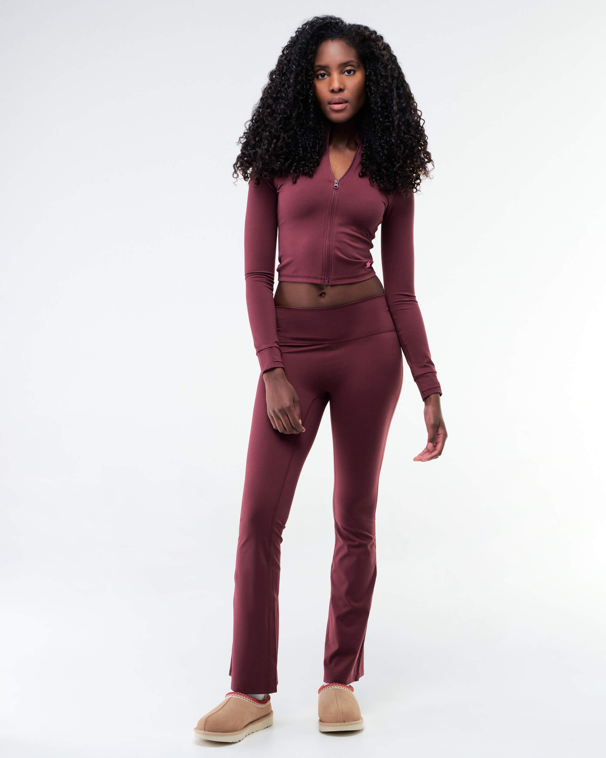 Shay - Fitted Mock Neck Zip-Up Long Sleeve Top