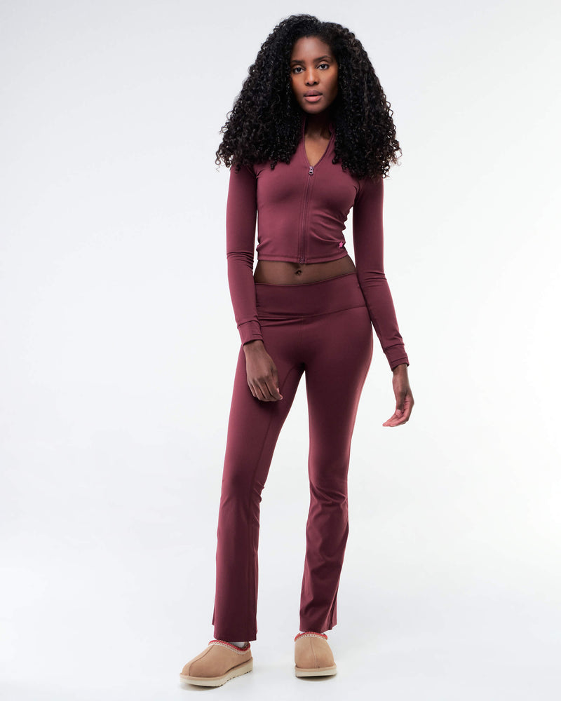 Shay - Fitted Mock Neck Zip-Up Long Sleeve Top
