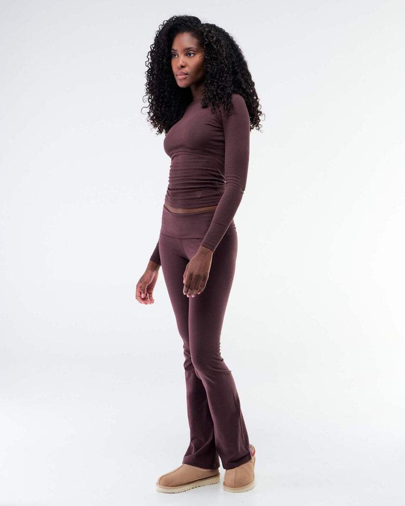 Tally - Fitted Flare Pants with Fold-over Waistband