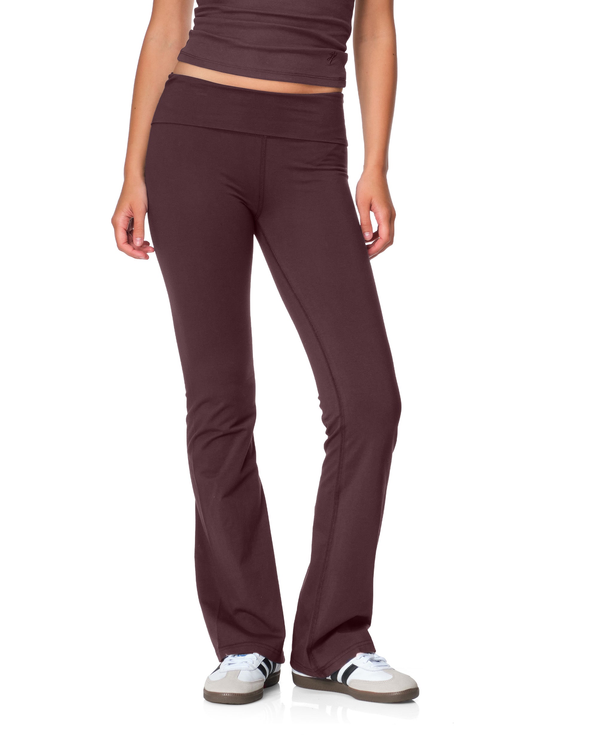 Tally - Fitted Flare Pants with Fold-over Waistband