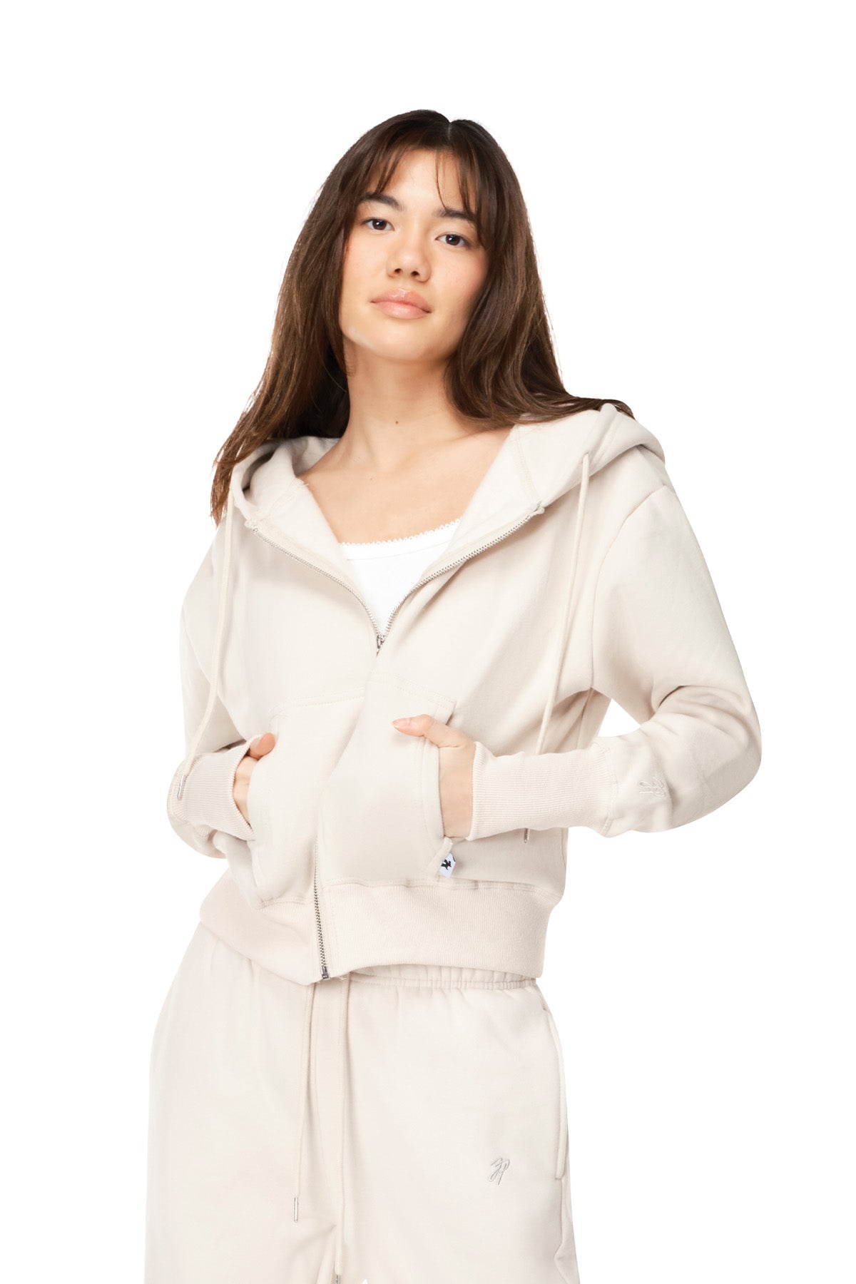 Paula - Semi Fitted Crop Zip Hoodie