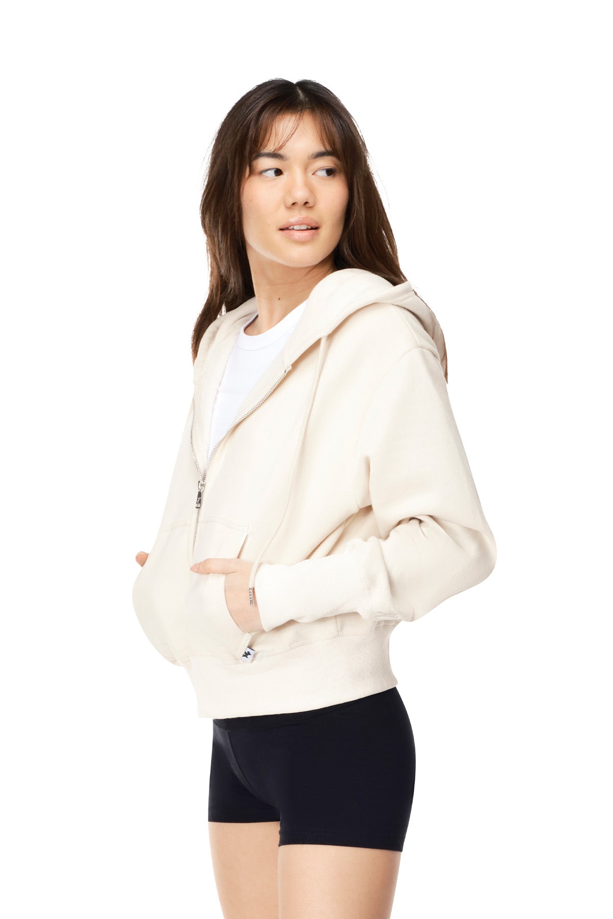 Paula - Semi Fitted Crop Zip Hoodie