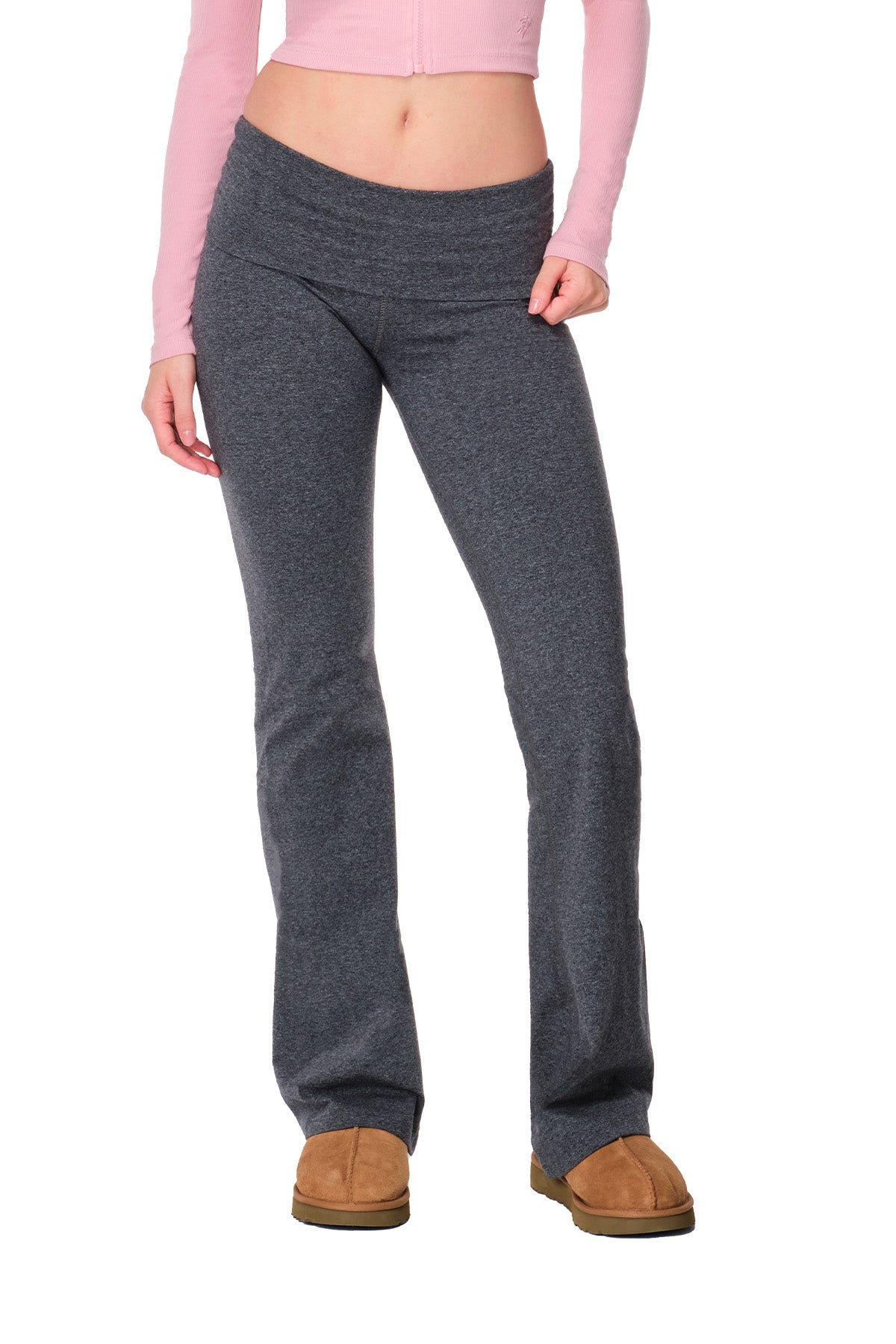 Tally - Fitted Flare Pants with Fold-over Waistband