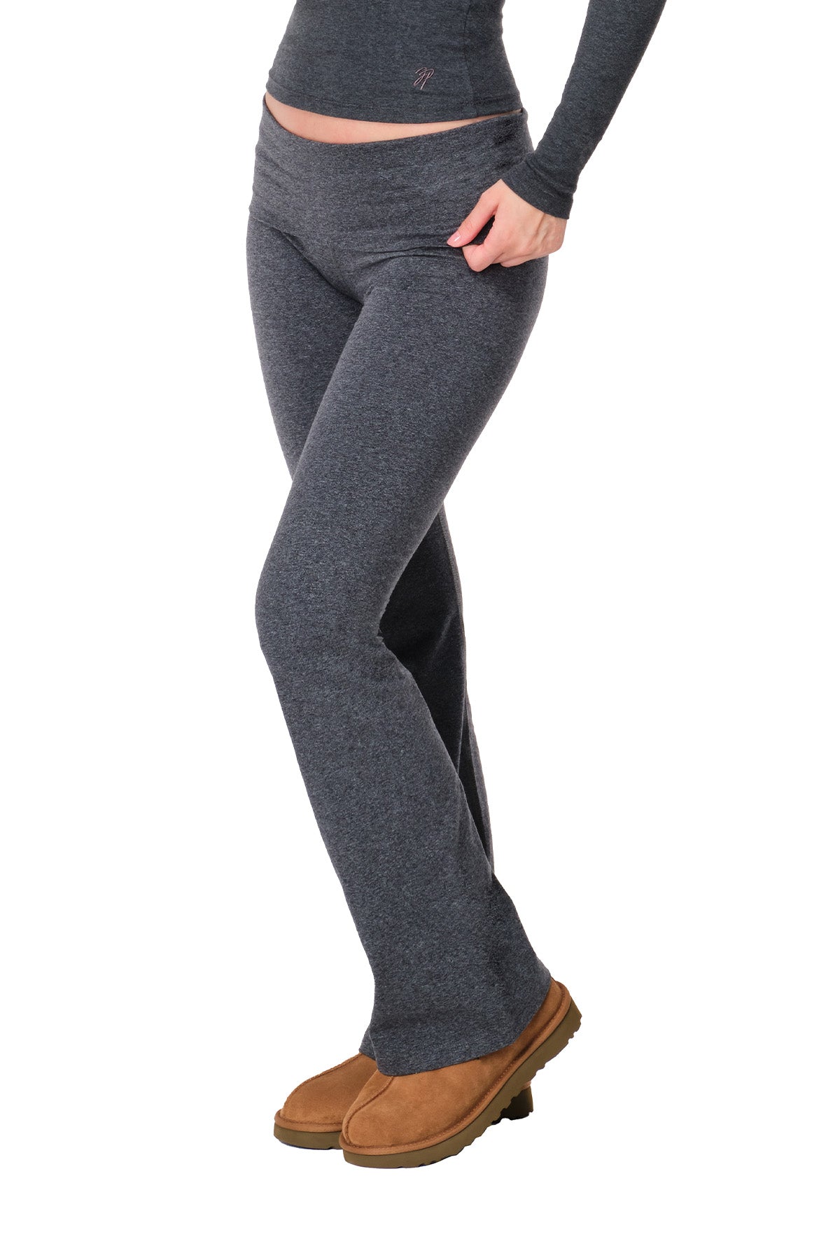 Tally - Fitted Flare Pants with Fold-over Waistband