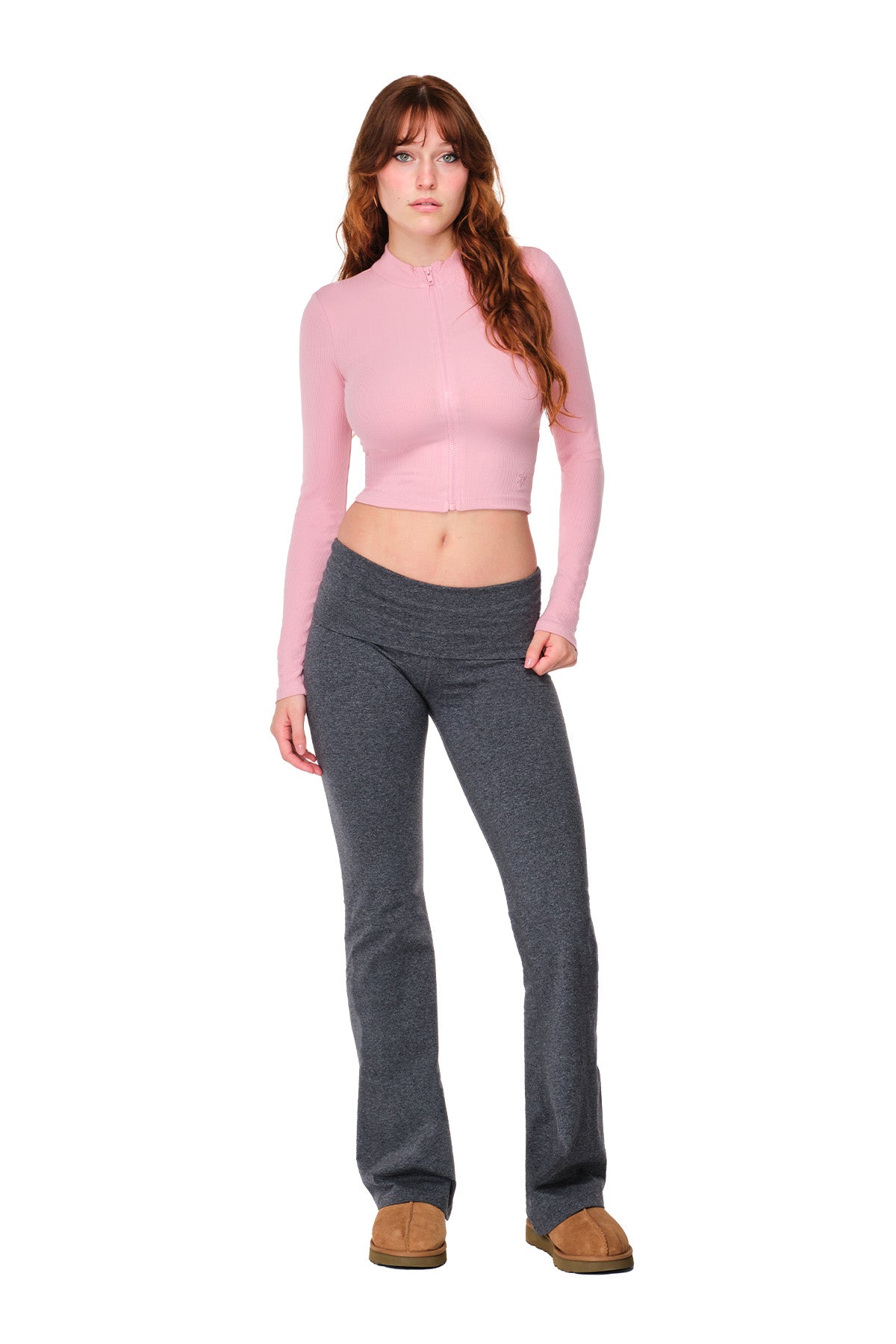 Tally - Fitted Flare Pants with Fold-over Waistband