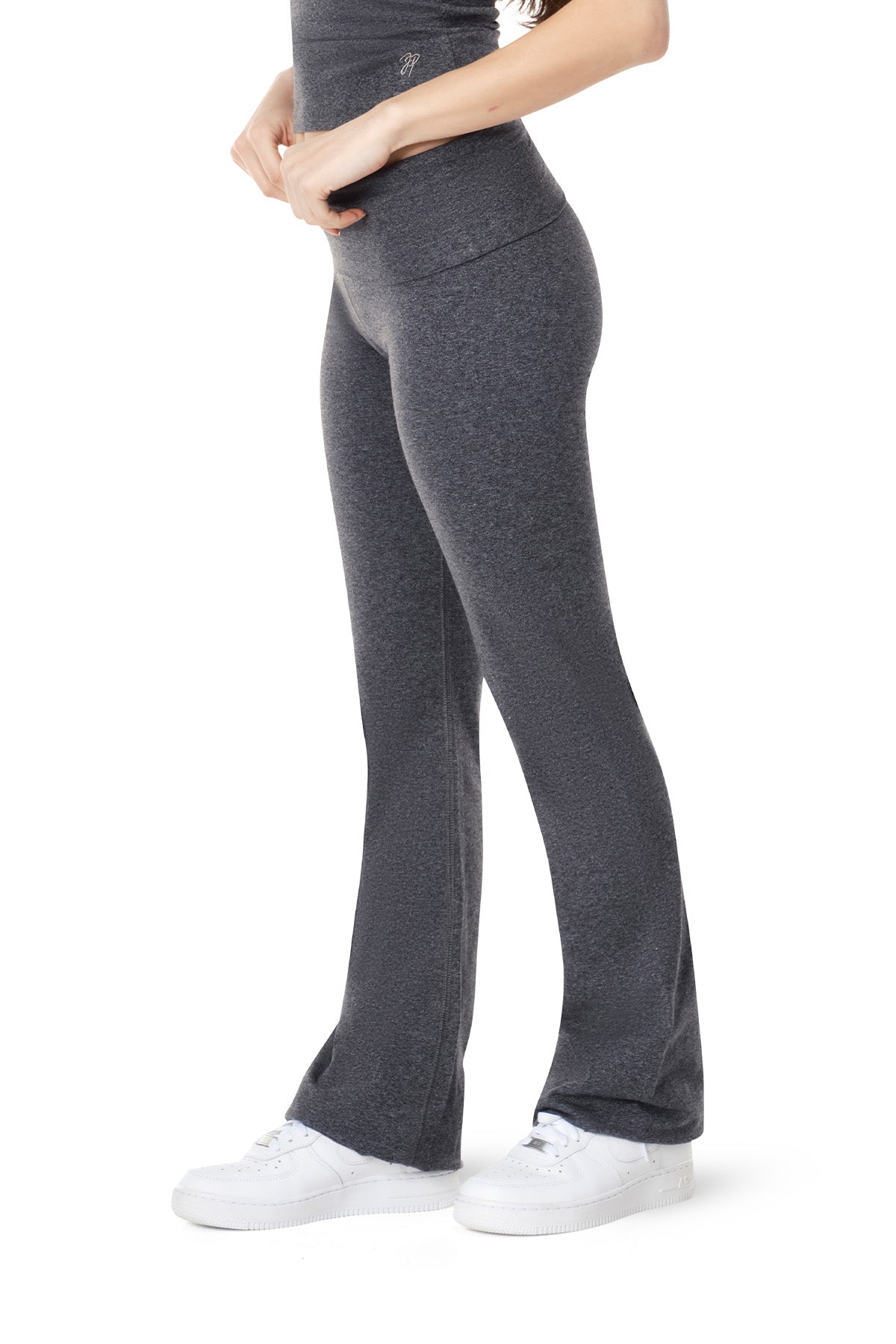 Tally - Fitted Flare Pants with Fold-over Waistband