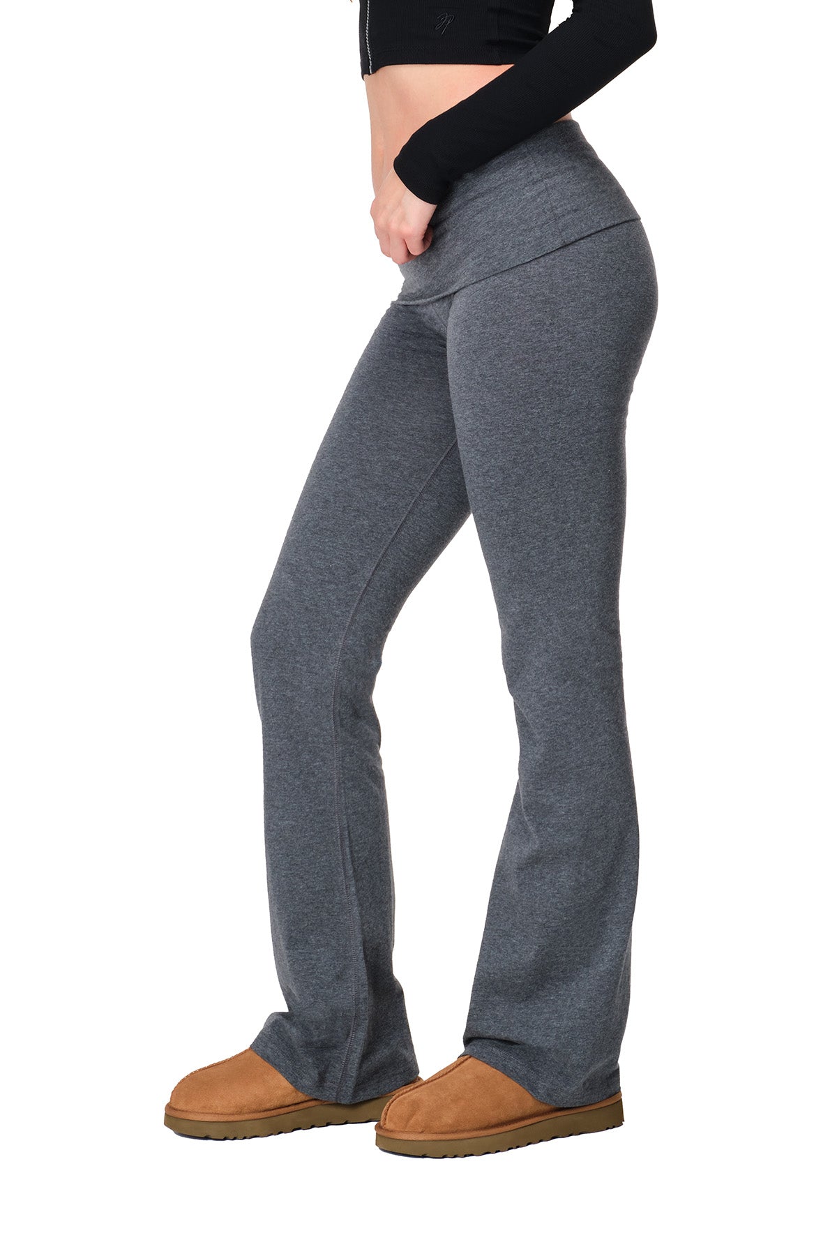 Tally - Fitted Flare Pants with Fold-over Waistband