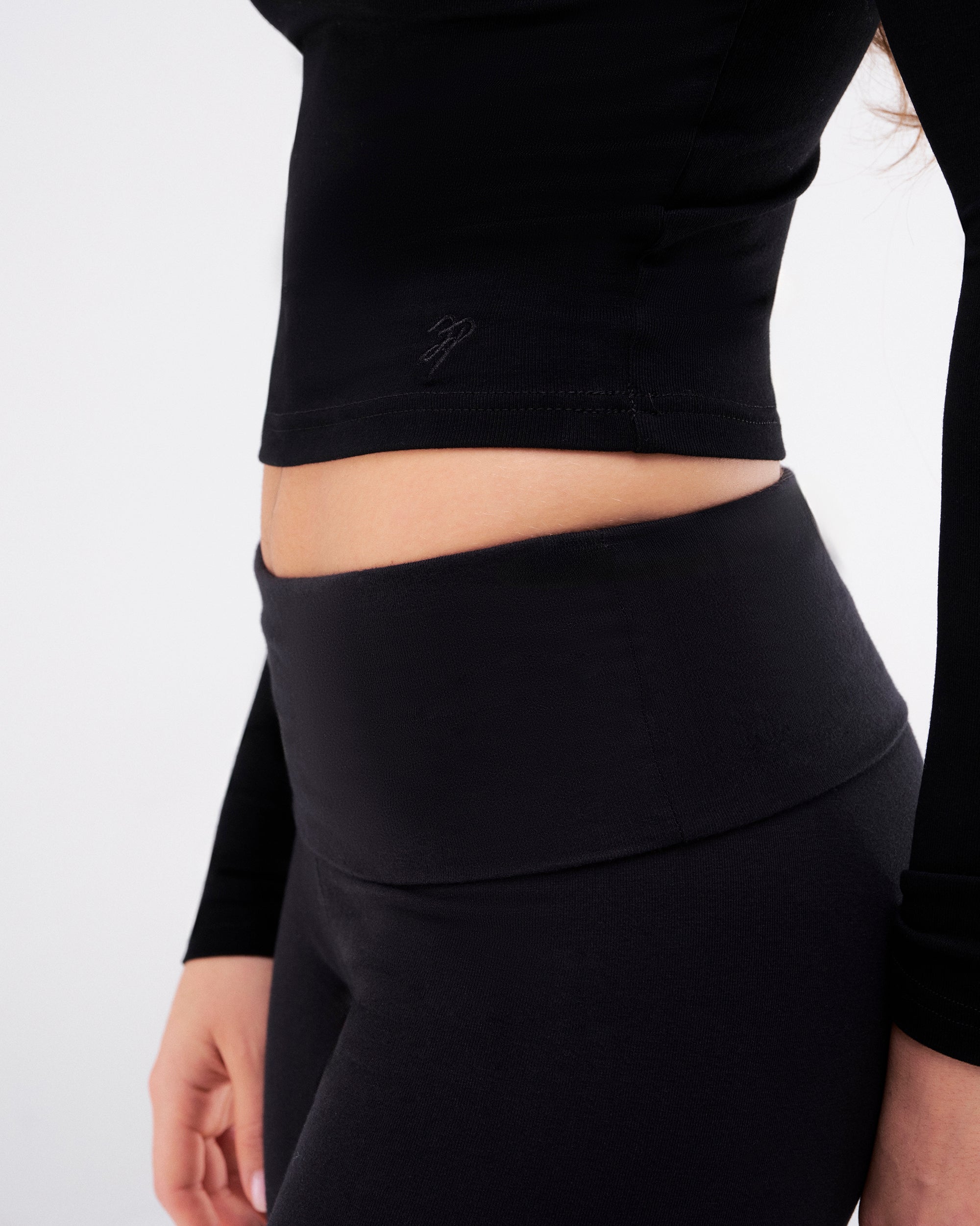 Tally - Fitted Flare Pants with Fold-over Waistband