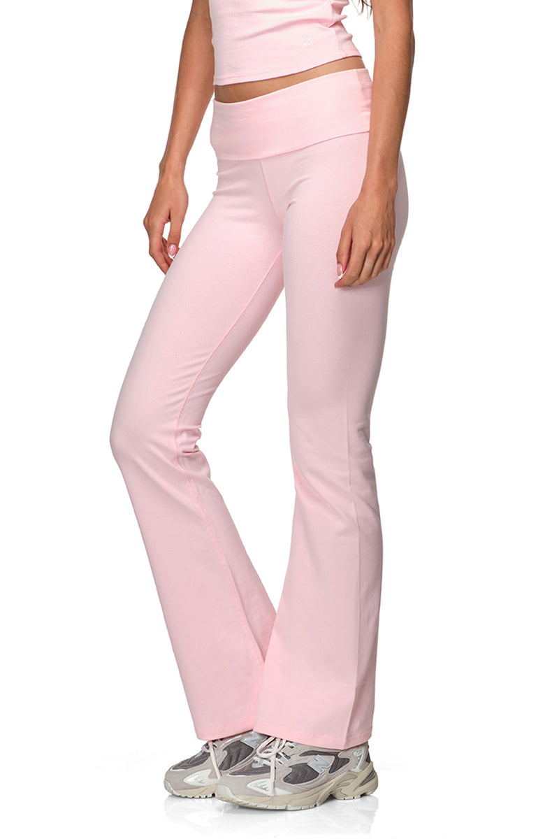 Tally - Fitted Flare Pants with Fold-over Waistband
