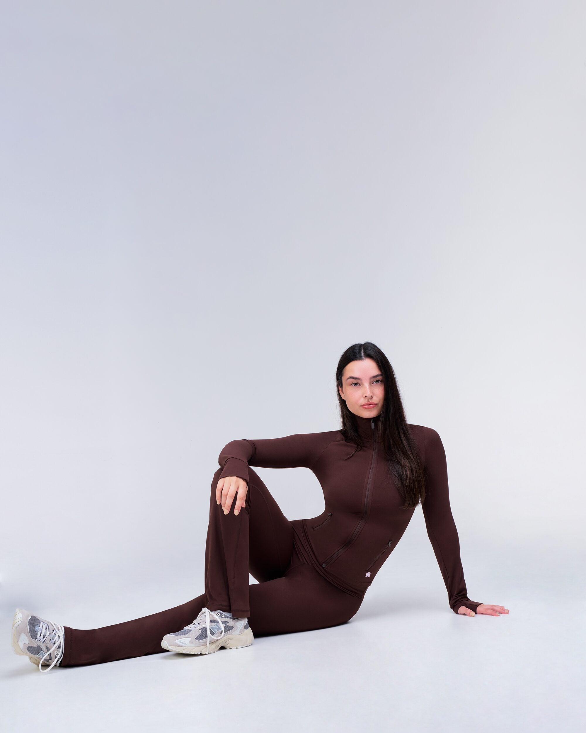 Andy Fitted Turnover Flare Pant in Auburn - seated