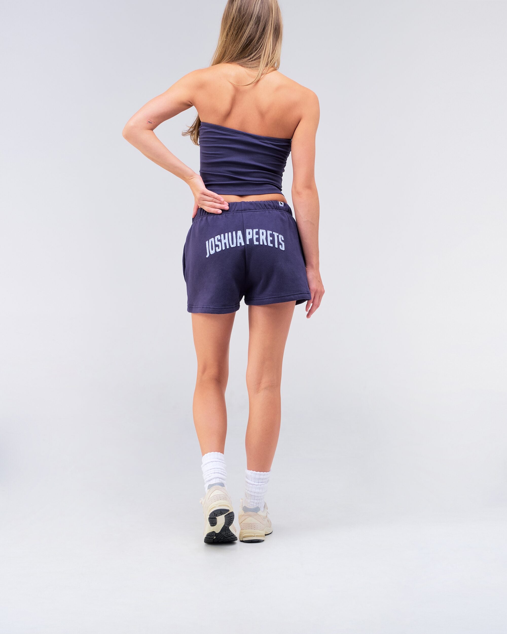 Danna relaxed sweat short in navy, full body back view