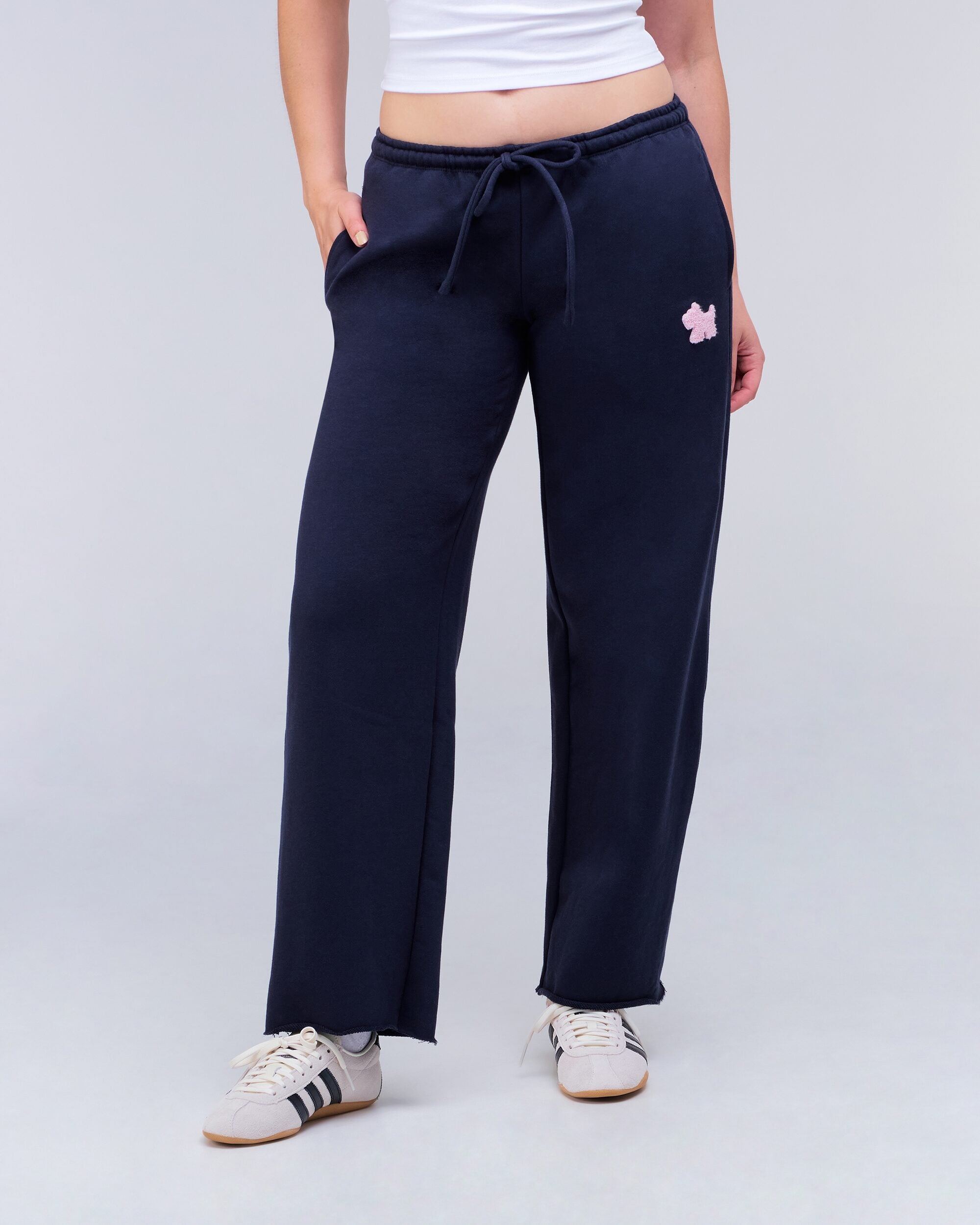 Gracie Low-Rise Oversized Flare Pants in Navy - front