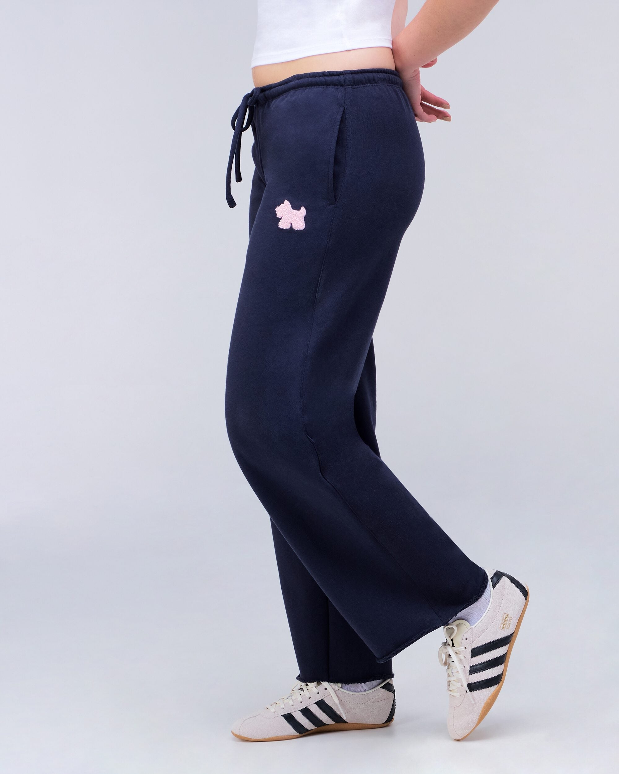 Gracie Low-Rise Oversized Flare Pants in Navy - side