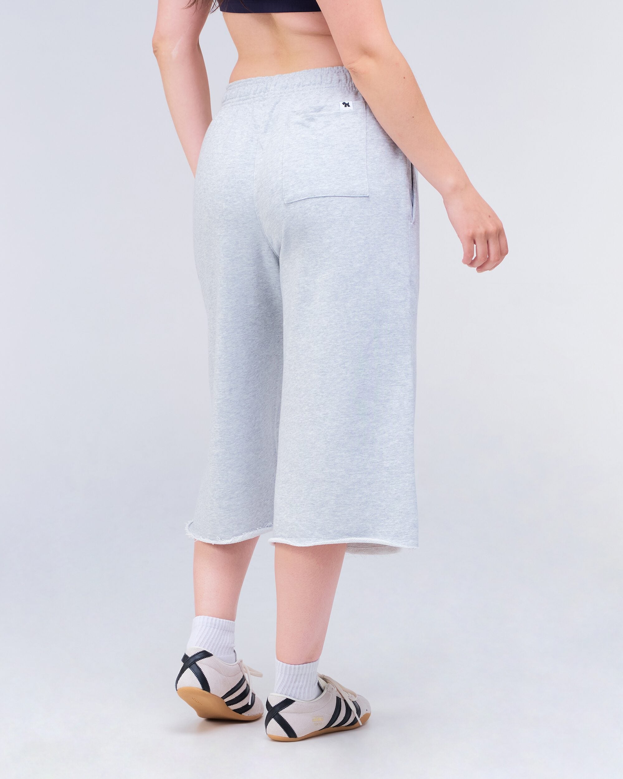 Hadley Cropped Wide-Leg Sweat Culotte in Grey Mix - back