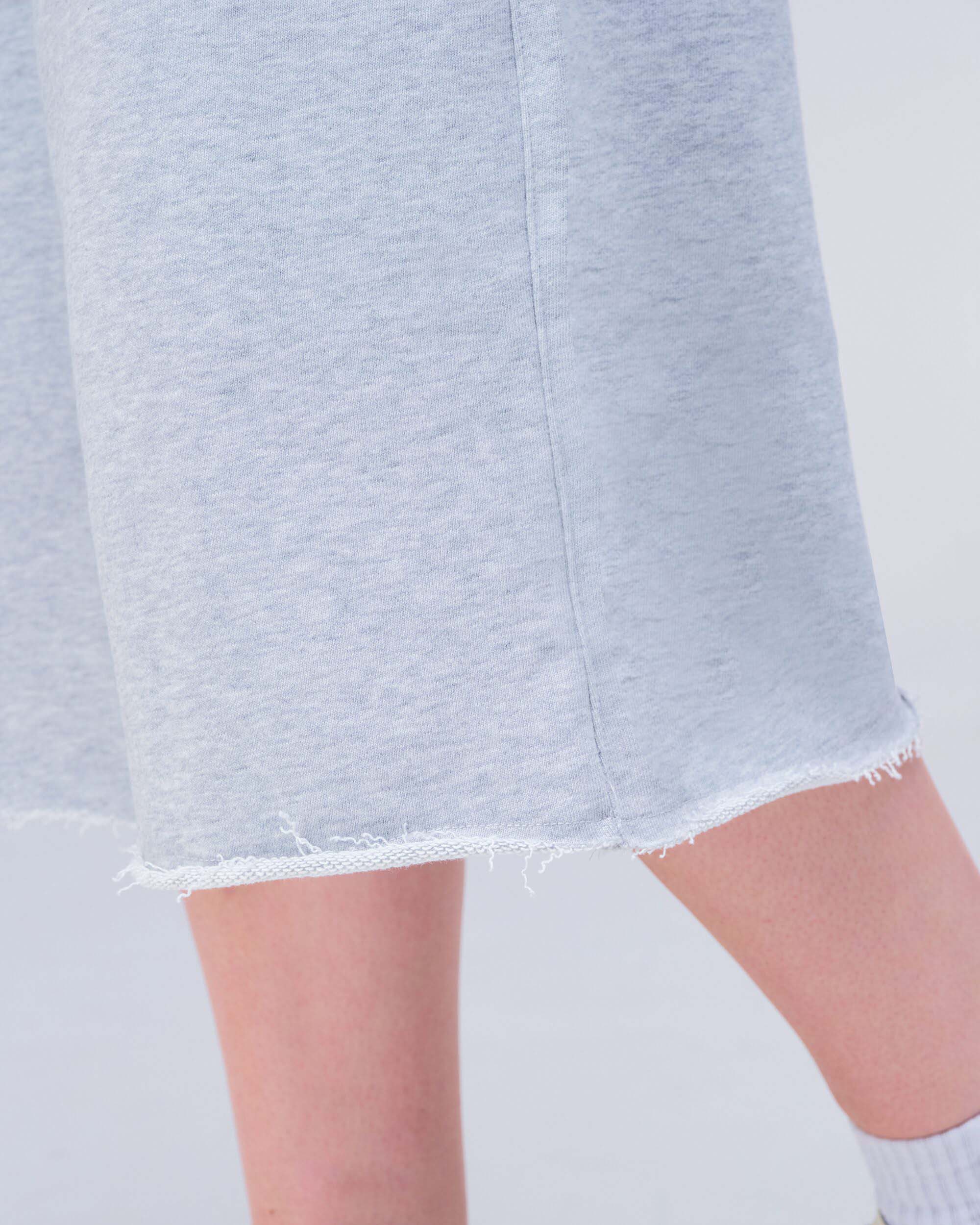 Hadley Cropped Wide-Leg Sweat Culotte in Grey Mix - hem detail