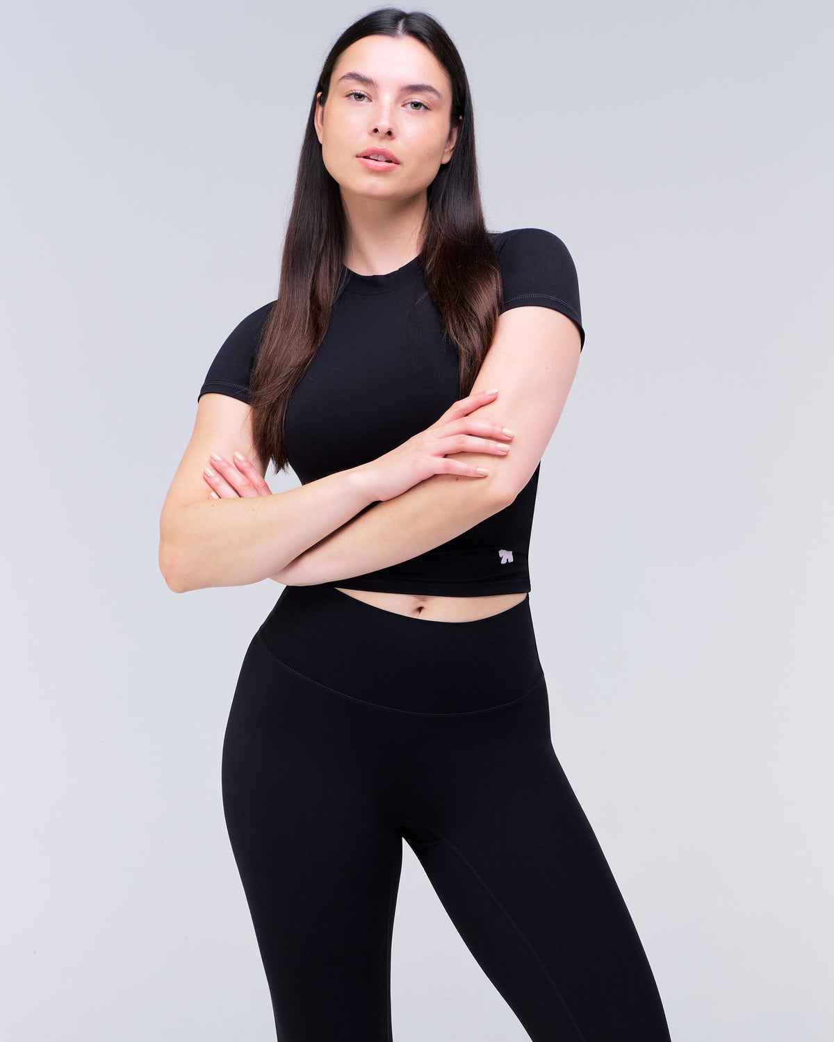 Nicole Fitted Crew Neck Tee in Black - styled look