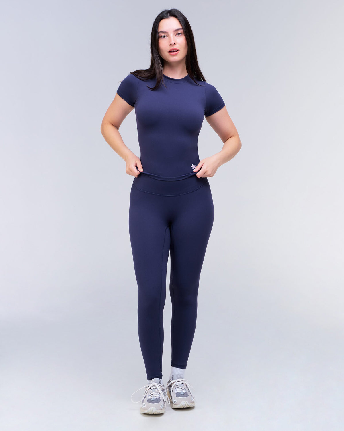 Nicole Fitted Crew Neck Tee in Navy - front