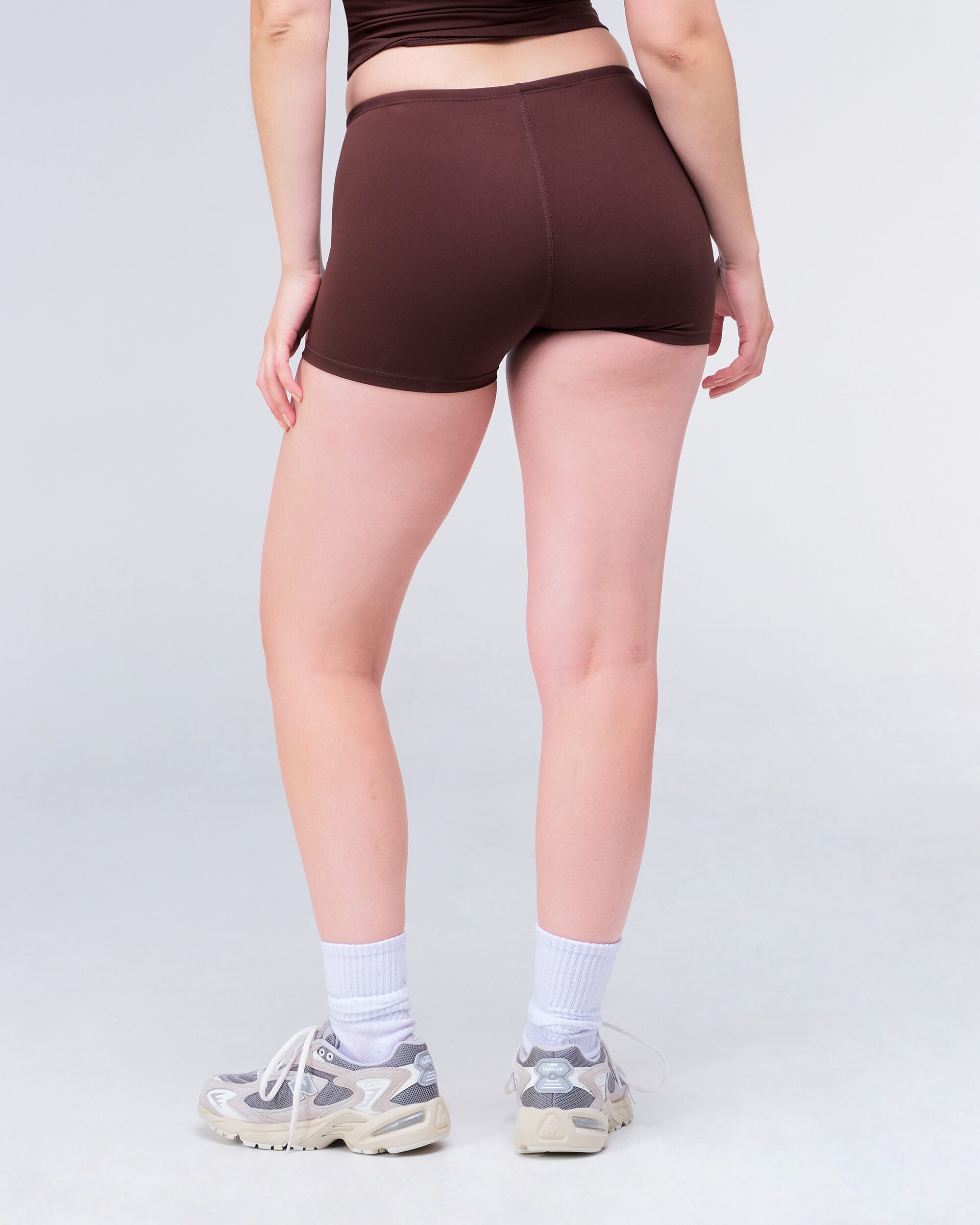 Olive Fitted Low Rise Drawstring Shorts in Auburn - back