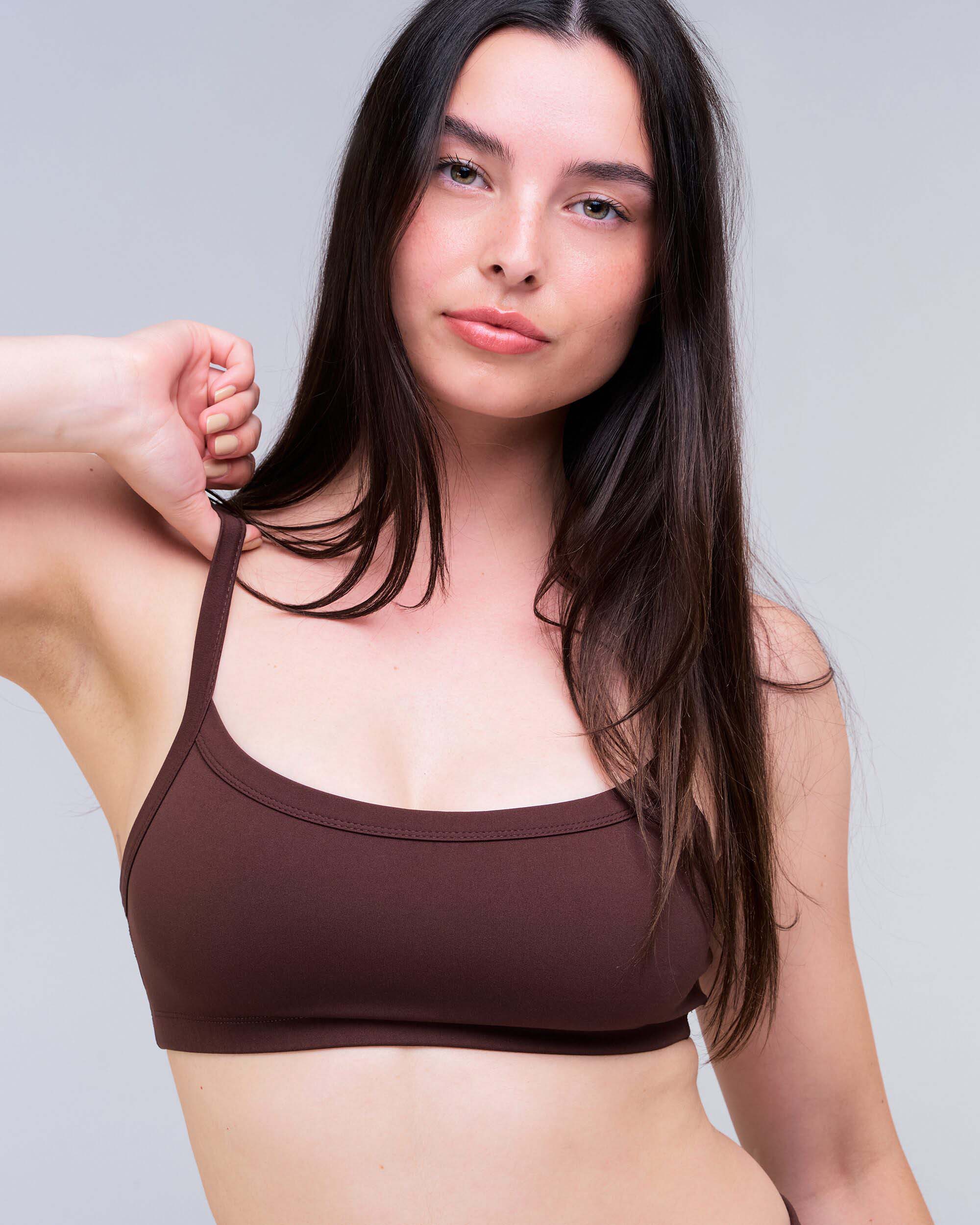 Reyna Fitted Sports Bra in Auburn - front detail