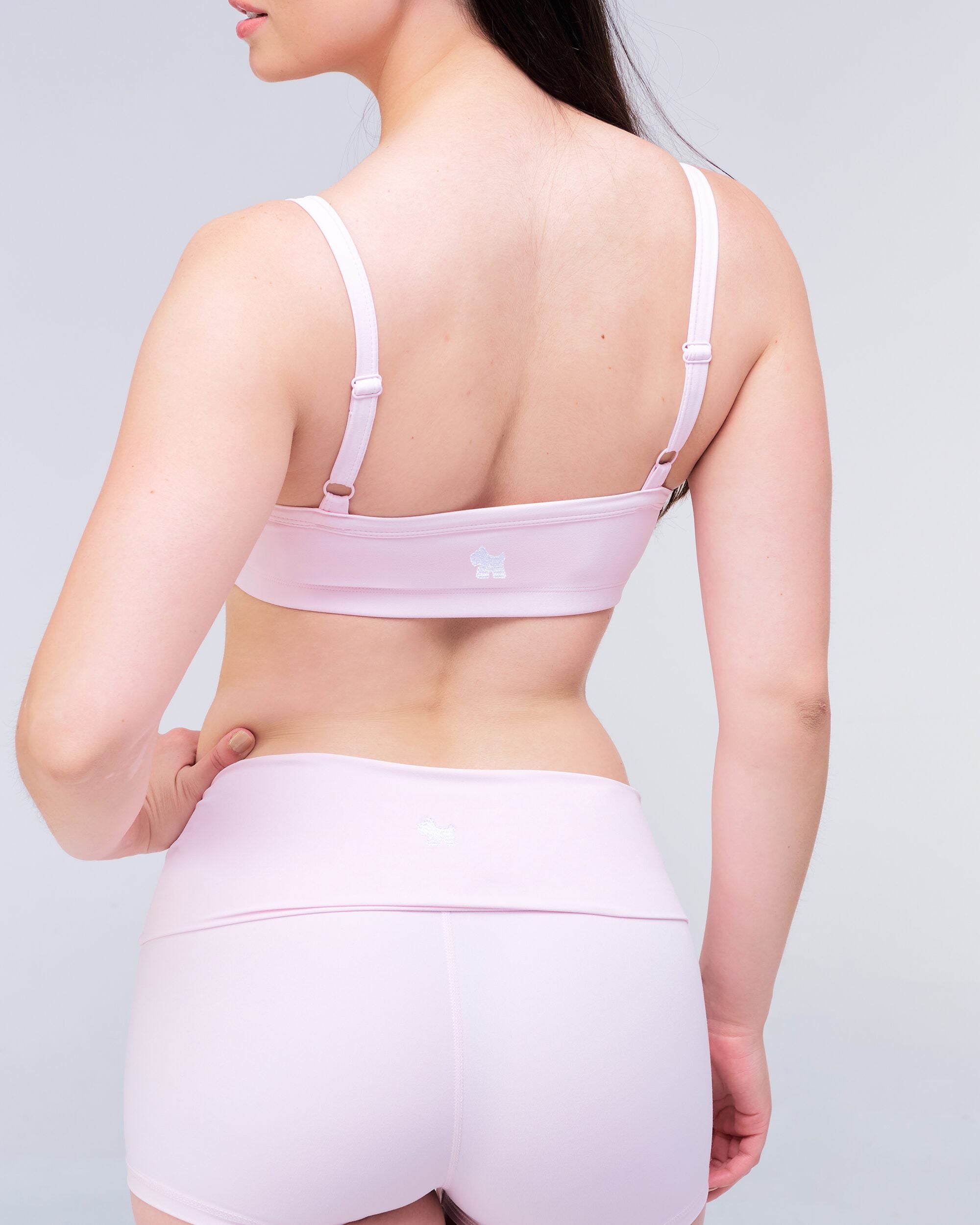 Reyna Fitted Sports Bra in Baby Pink - back