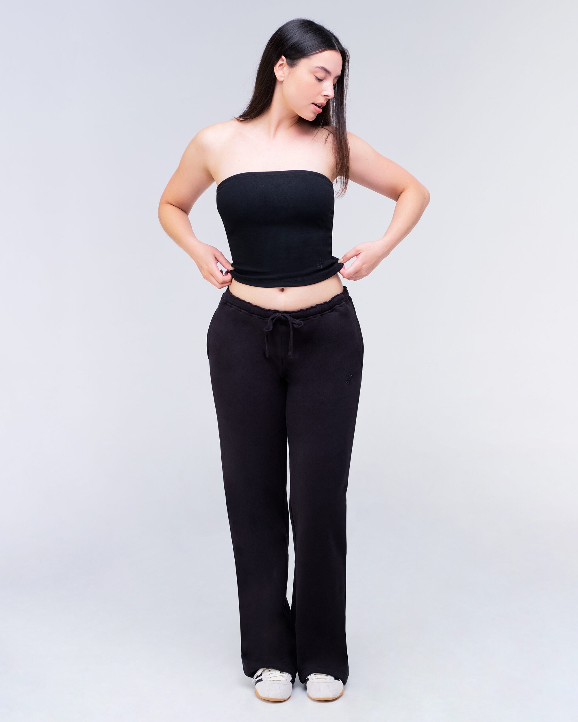 Rona Fitted Tube Top in Black - front