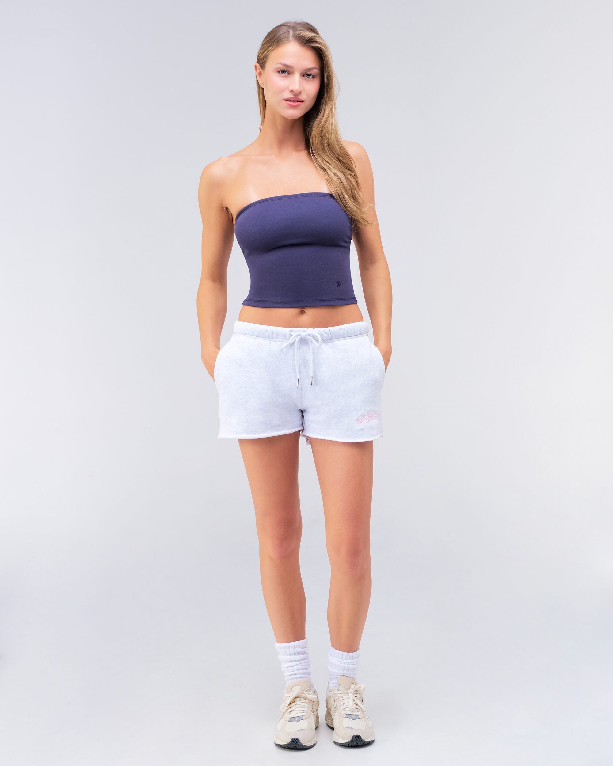 Rona Fitted Tube Top in Navy - full look
