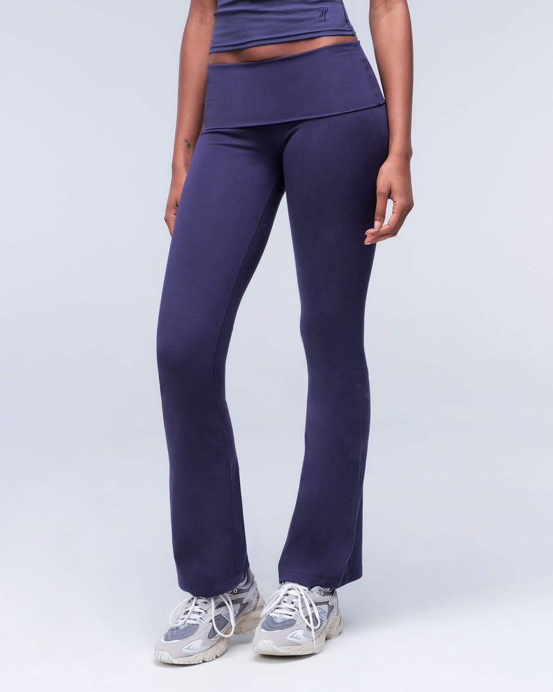 Tally - Fitted Flare Pants with Fold-over Waistband