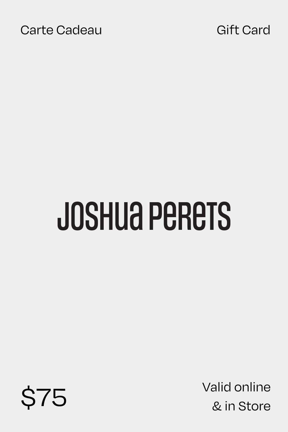 Joshua Perets Digital Gift Card