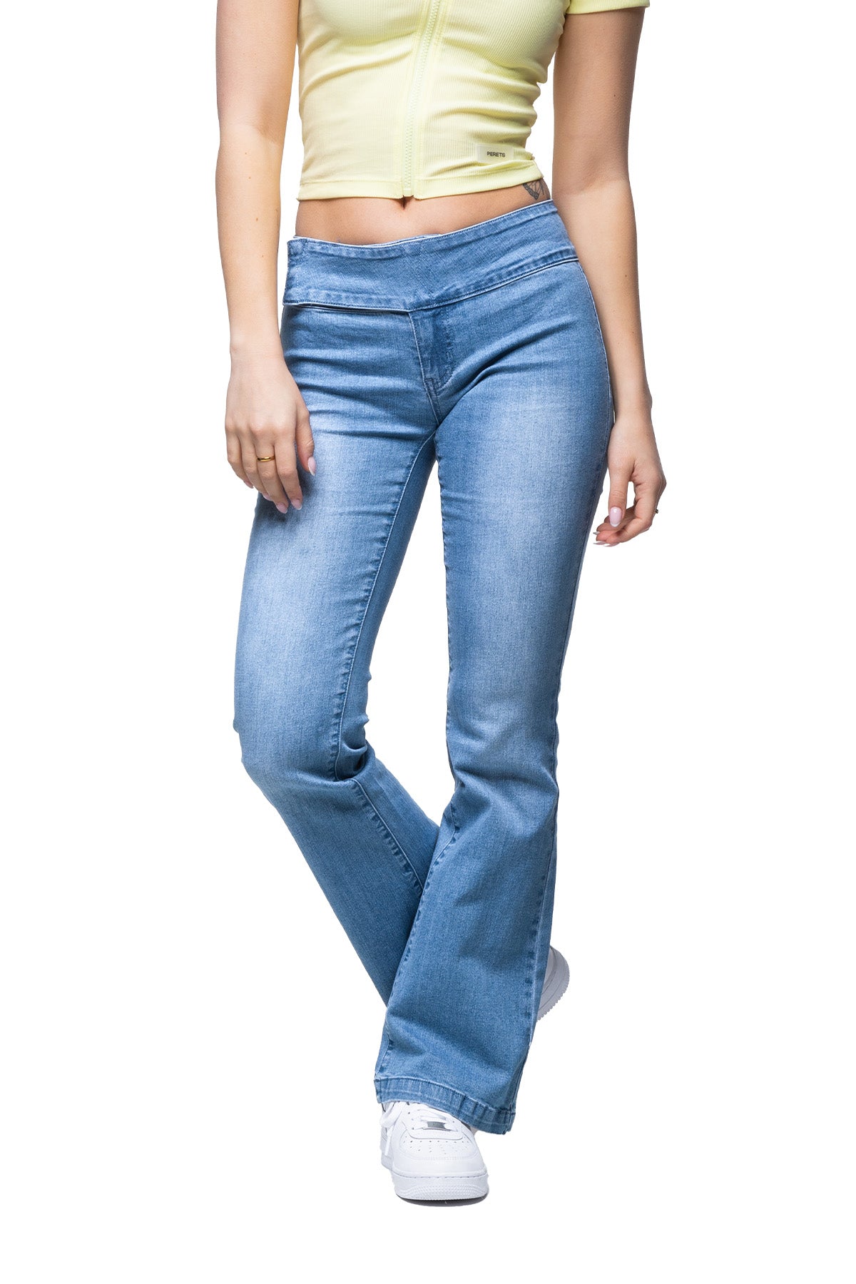 Pia - Low Rise Flared Jeans with 3" Band