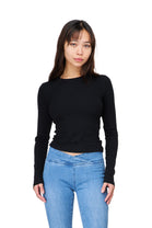 Minna - Long Sleeve Crew Neck Crop Top