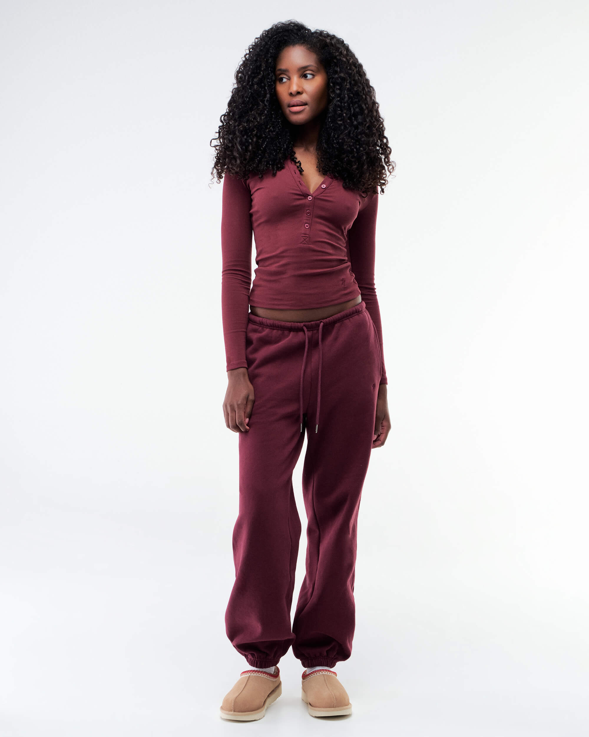 Elise - Fitted Crew Neck Button Long Sleeve Top