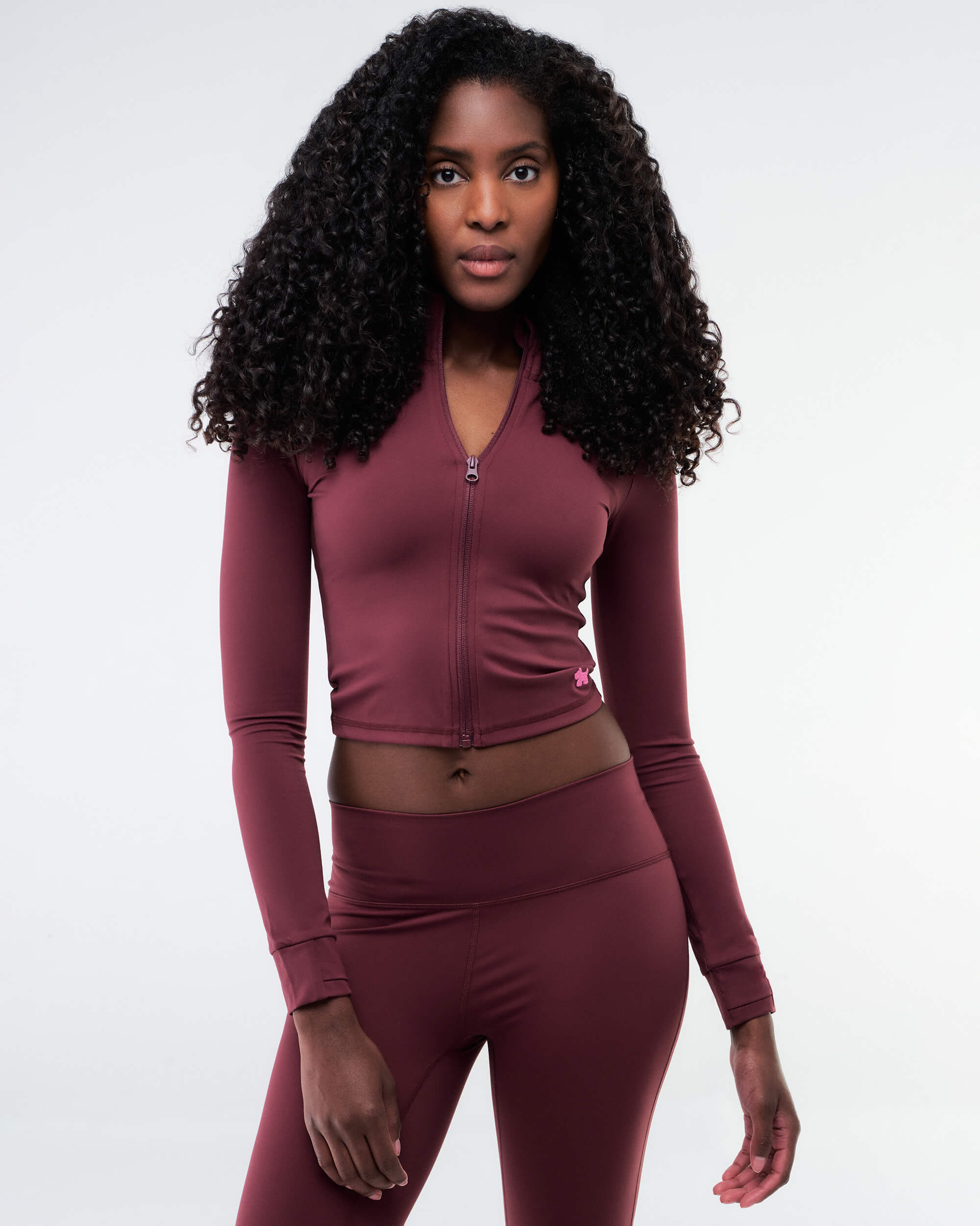 Shay - Fitted Mock Neck Zip-Up Long Sleeve Top