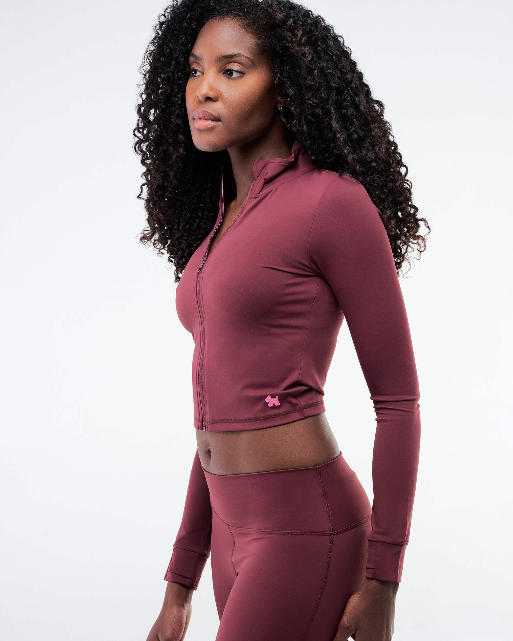 Shay - Fitted Mock Neck Zip-Up Long Sleeve Top