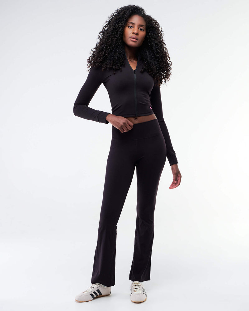 Shay - Fitted Mock Neck Zip-Up Long Sleeve Top