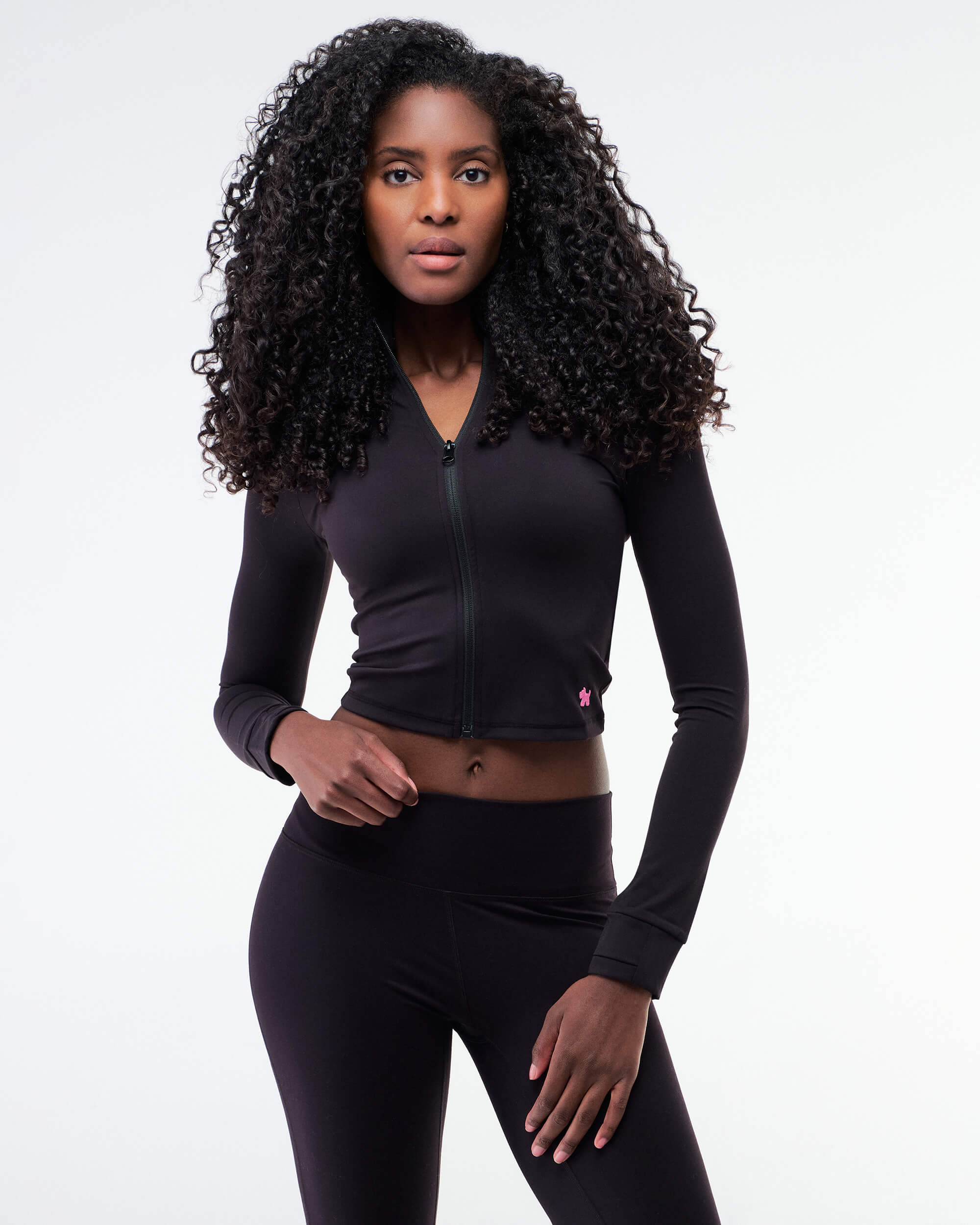 Shay - Fitted Mock Neck Zip-Up Long Sleeve Top