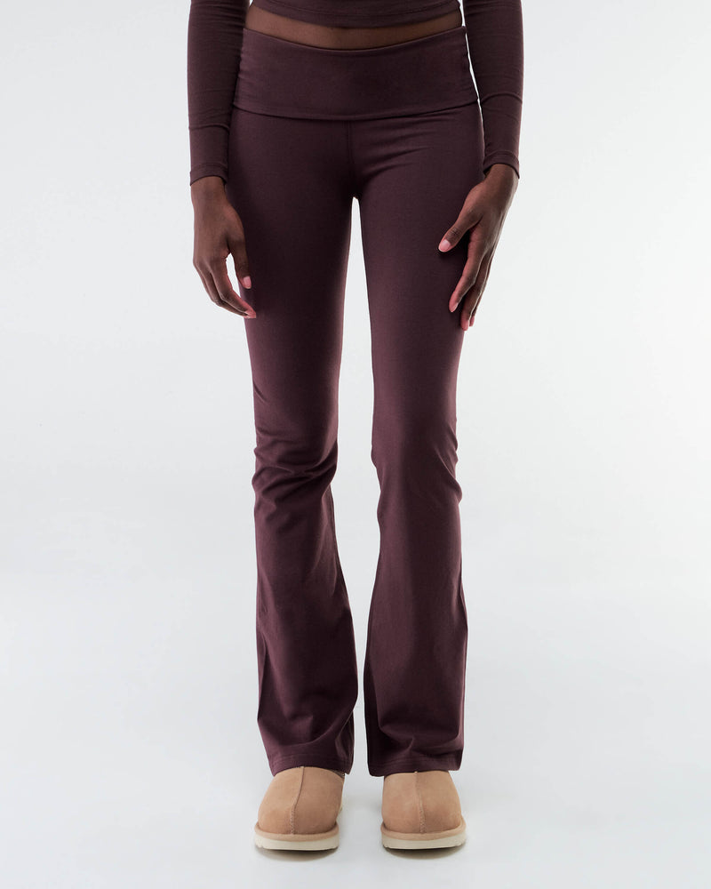 Tally - Fitted Flare Pants with Fold-over Waistband