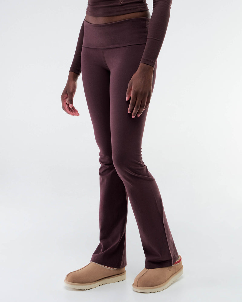 Tally - Fitted Flare Pants with Fold-over Waistband