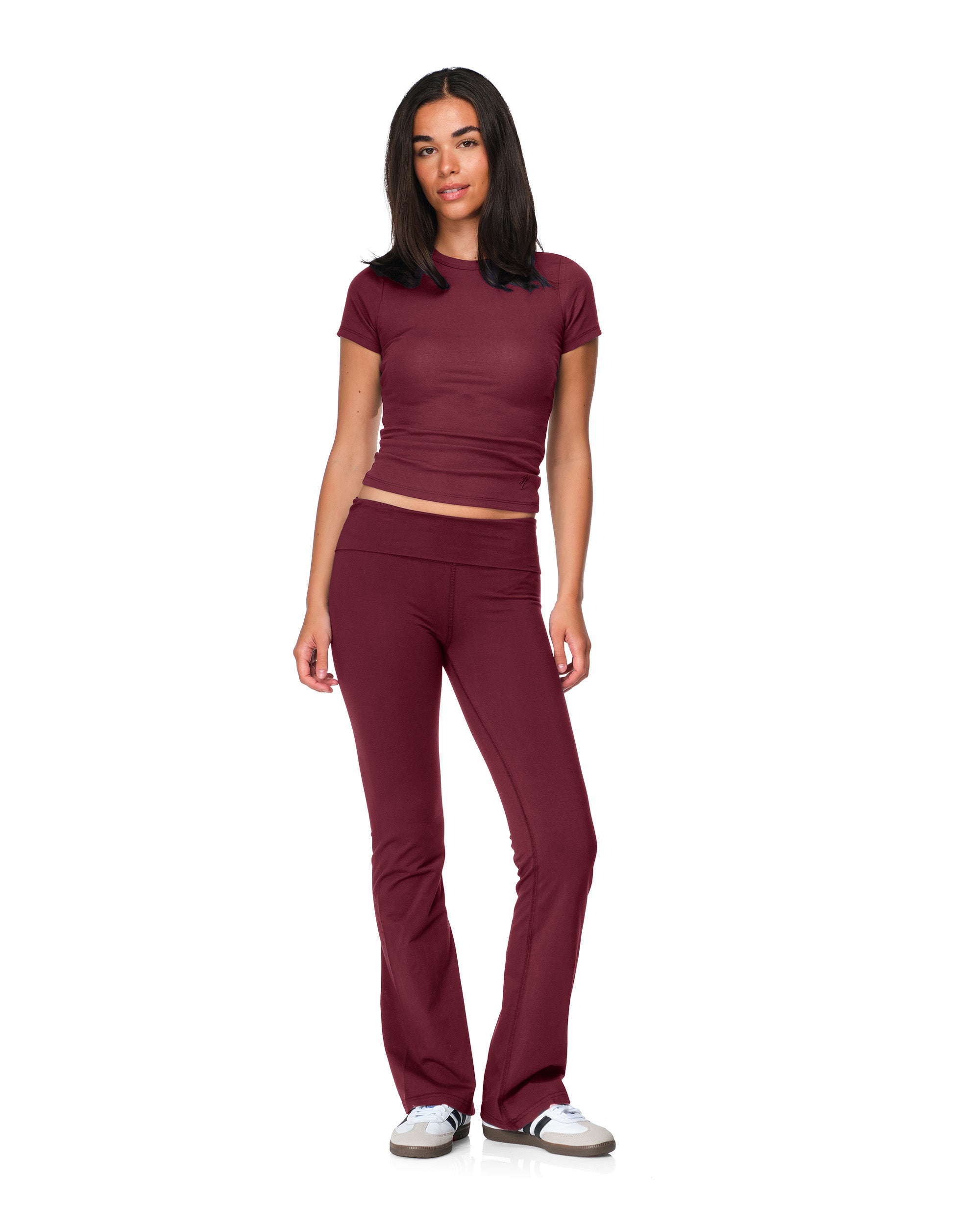 Tally - Fitted Flare Pants with Fold-over Waistband