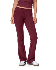 Tally - Fitted Flare Pants with Fold-over Waistband
