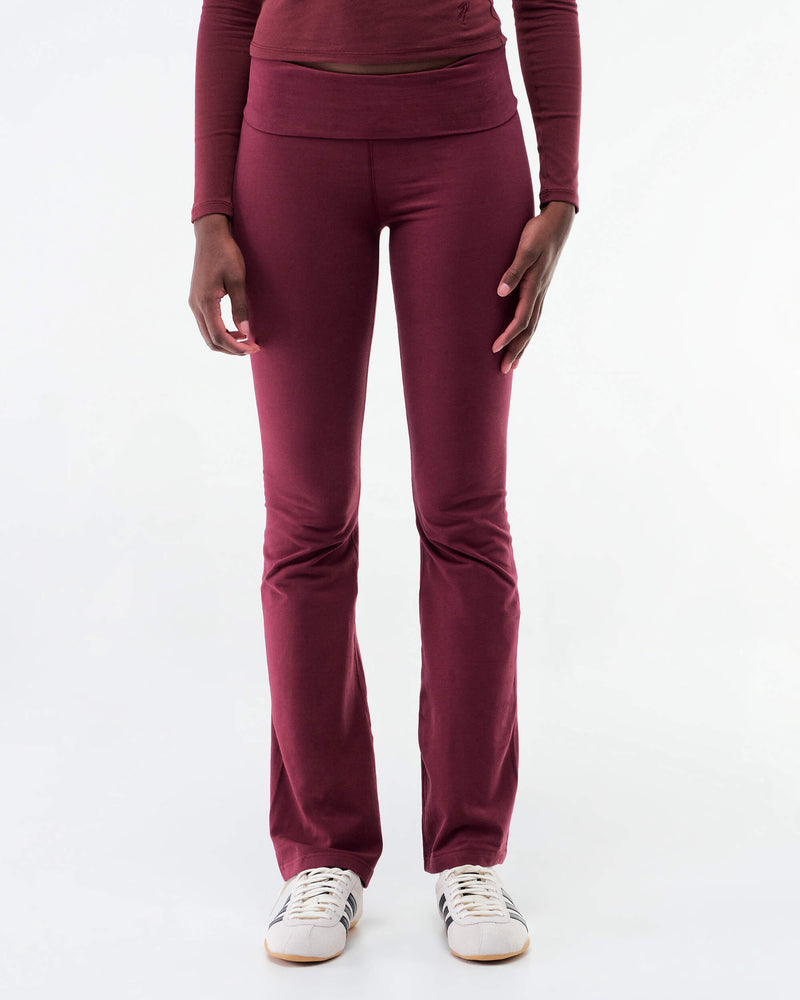 Tally - Fitted Flare Pants with Fold-over Waistband