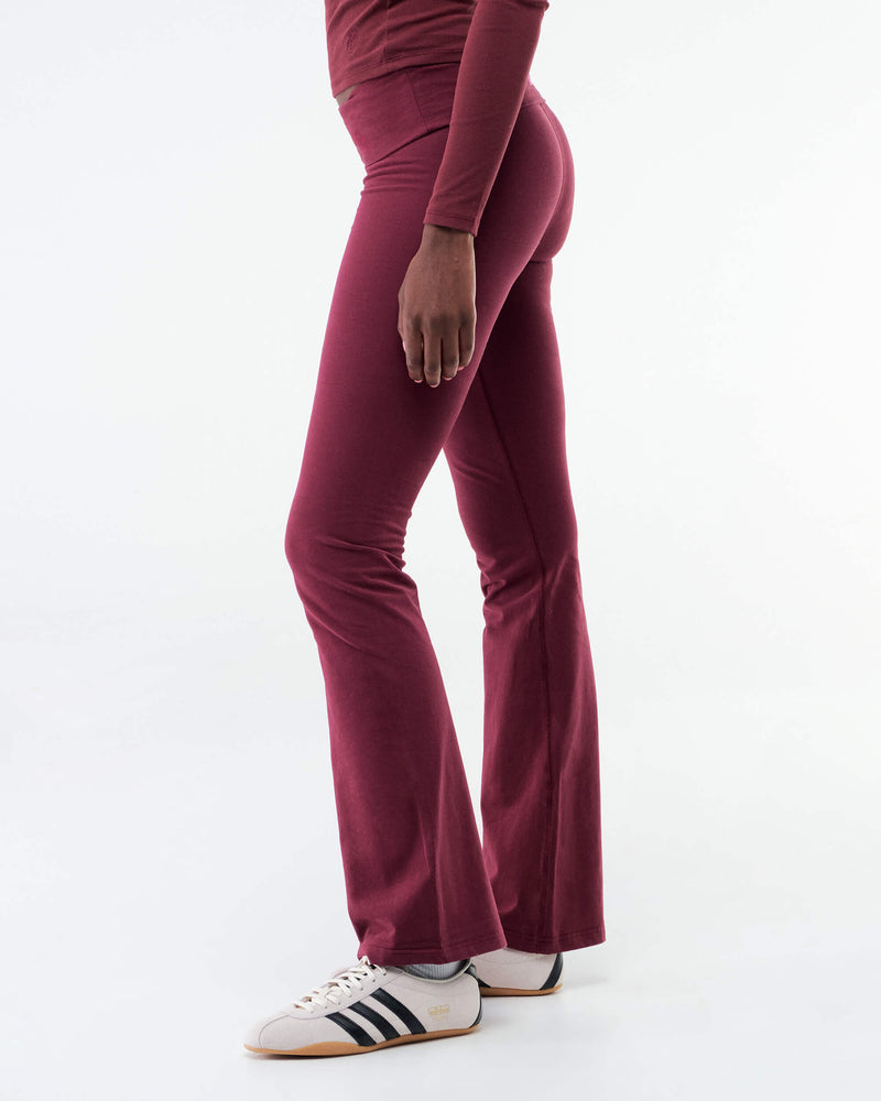 Tally - Fitted Flare Pants with Fold-over Waistband