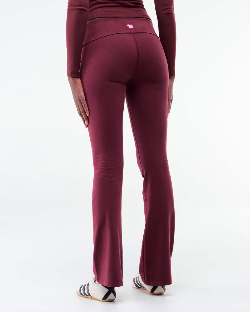Tally - Fitted Flare Pants with Fold-over Waistband