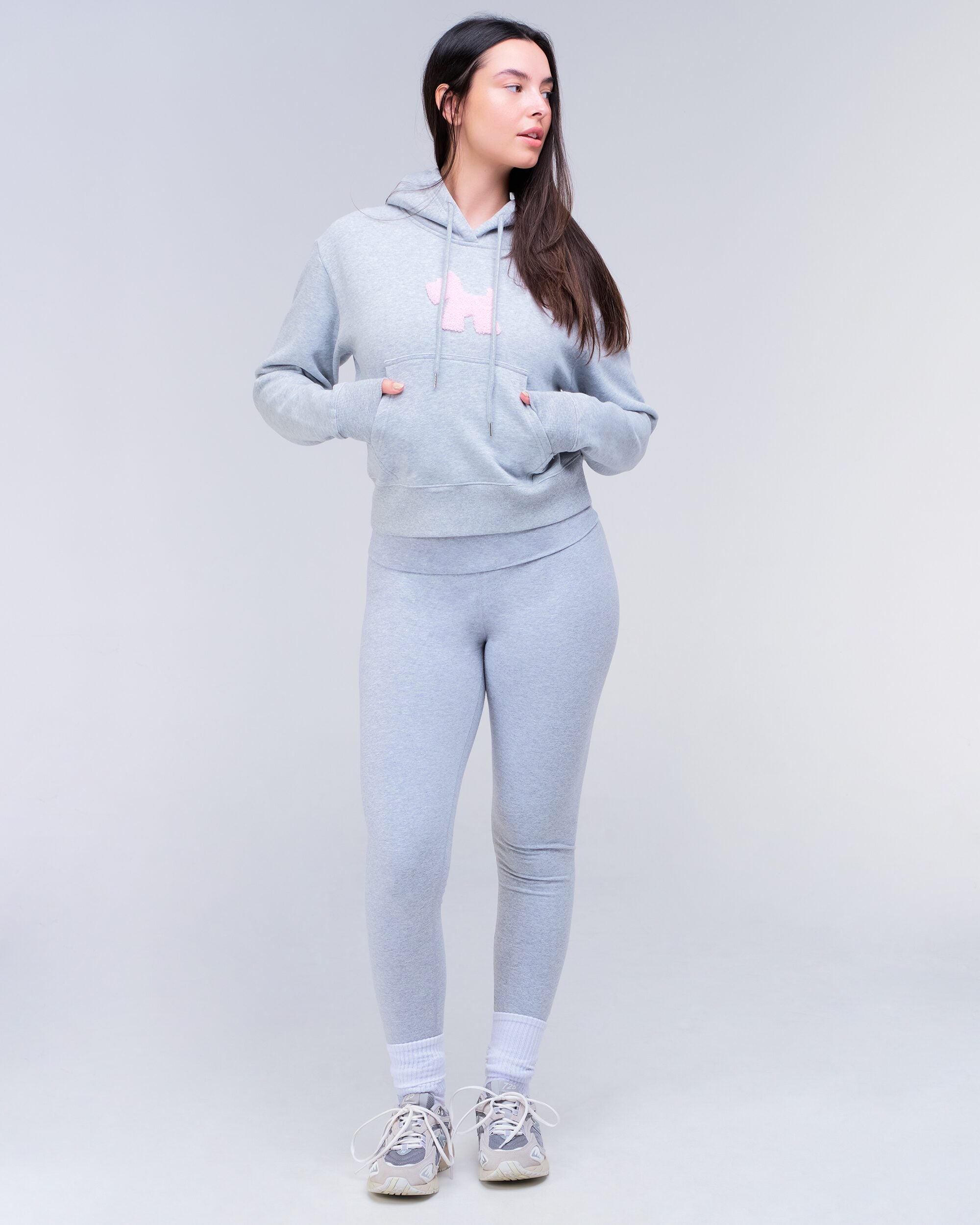 Emely Relaxed Fit Pullover Hoodie in Grey Mix - full look