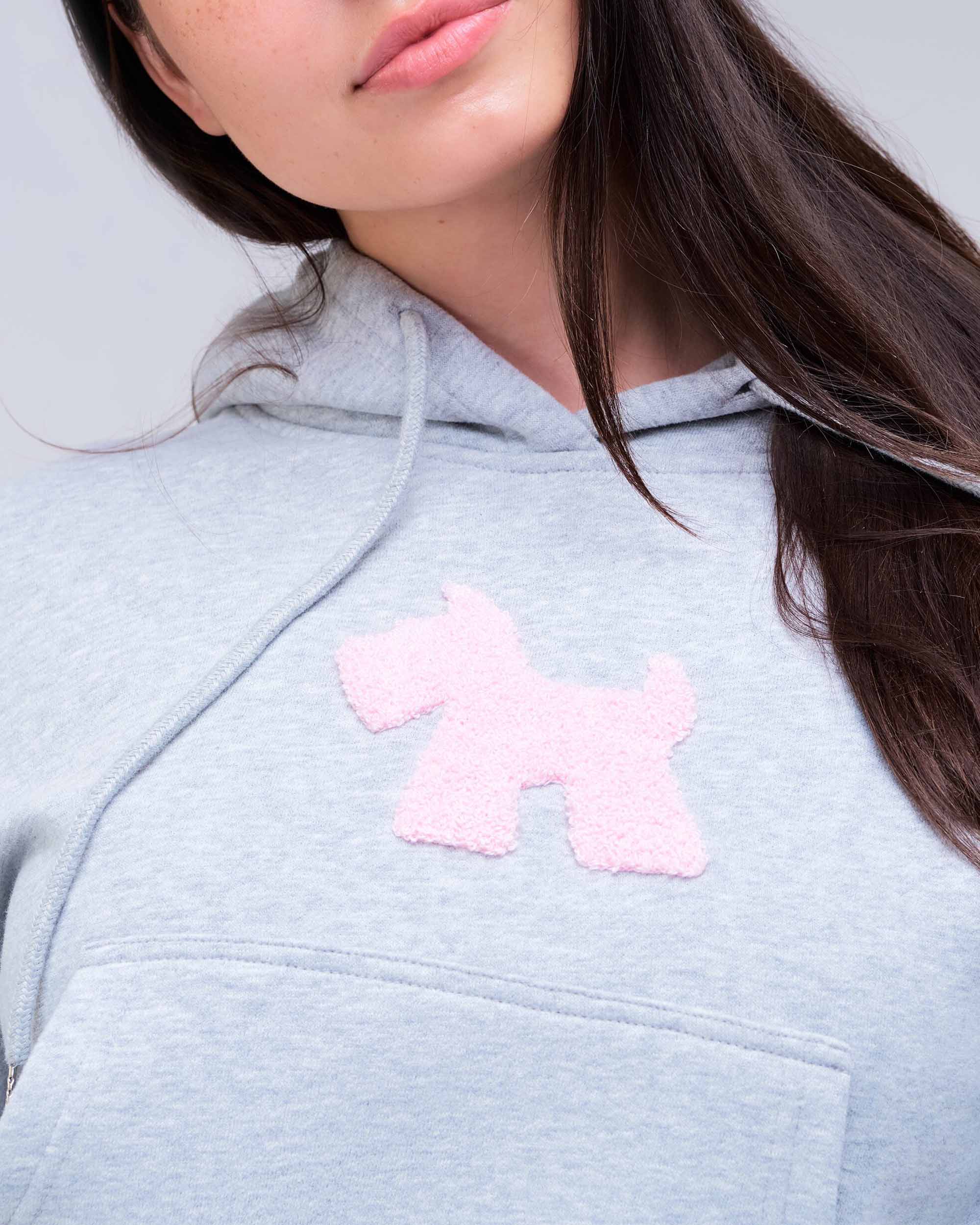 Emely Relaxed Fit Pullover Hoodie in Grey Mix - logo detail