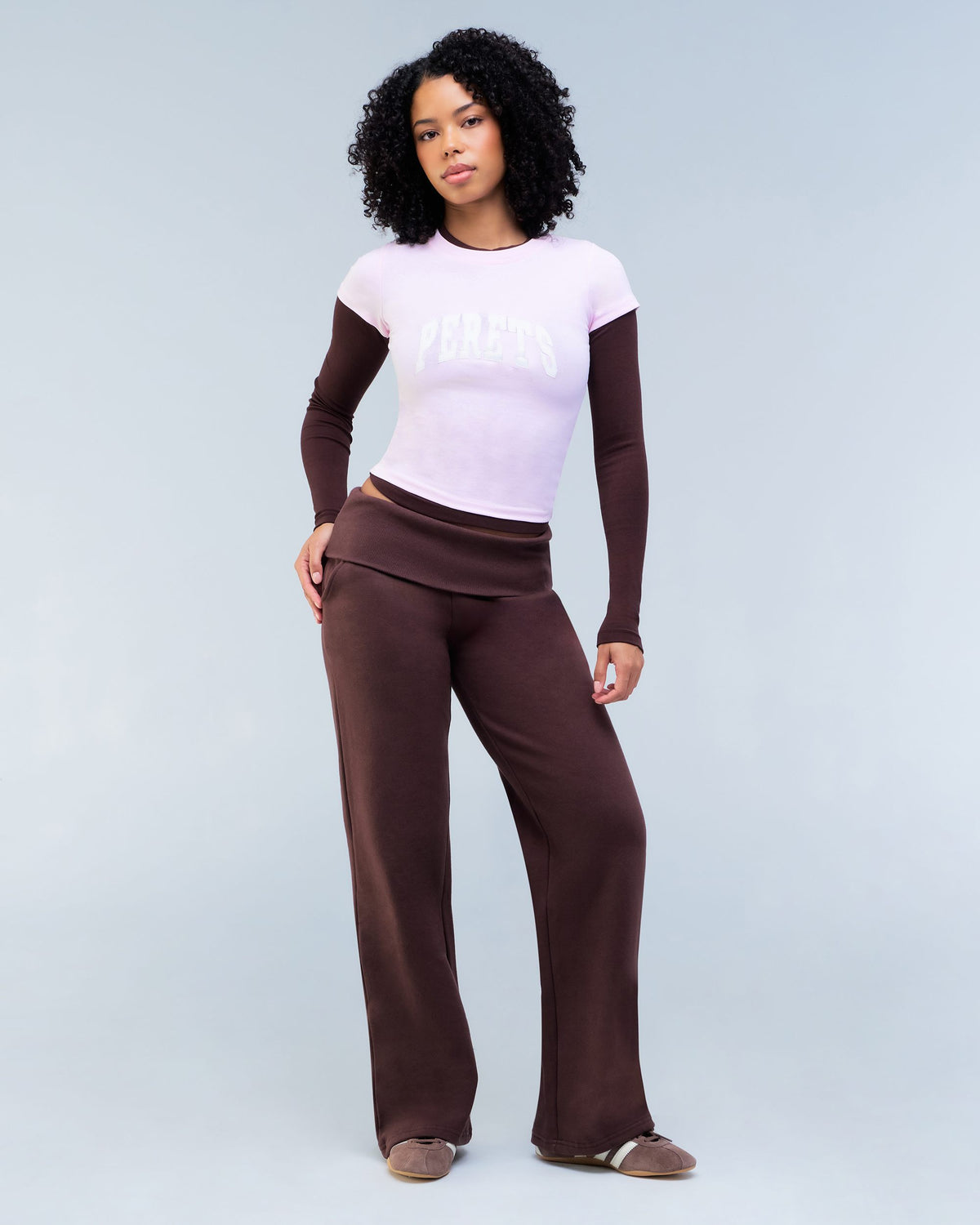 Naya - Low-Rise Loose Fit Pants with Fold-over Waistband