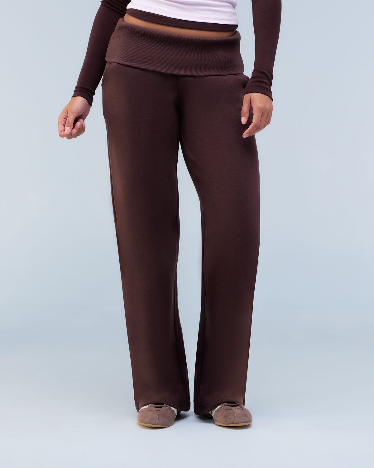 Naya - Low-Rise Loose Fit Pants with Fold-over Waistband