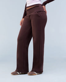 Naya - Low-Rise Loose Fit Pants with Fold-over Waistband